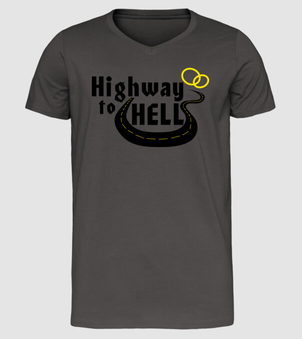 Highway to hell simple model gri închis pe tricou