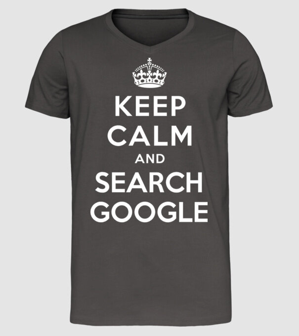keep calm and google model gri închis pe tricou