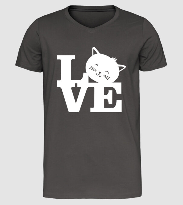 Love Pisică model gri închis pe tricou