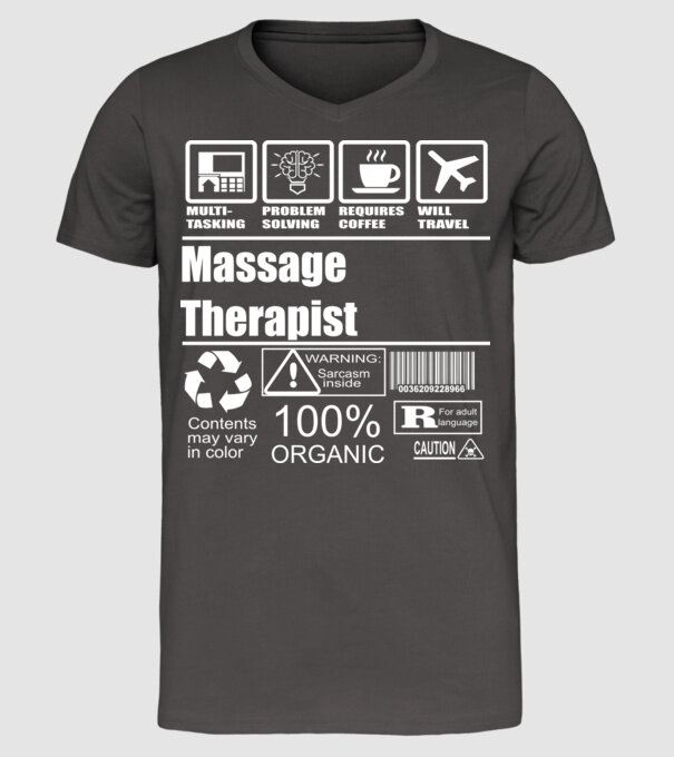 Massage teraphist model gri închis pe tricou