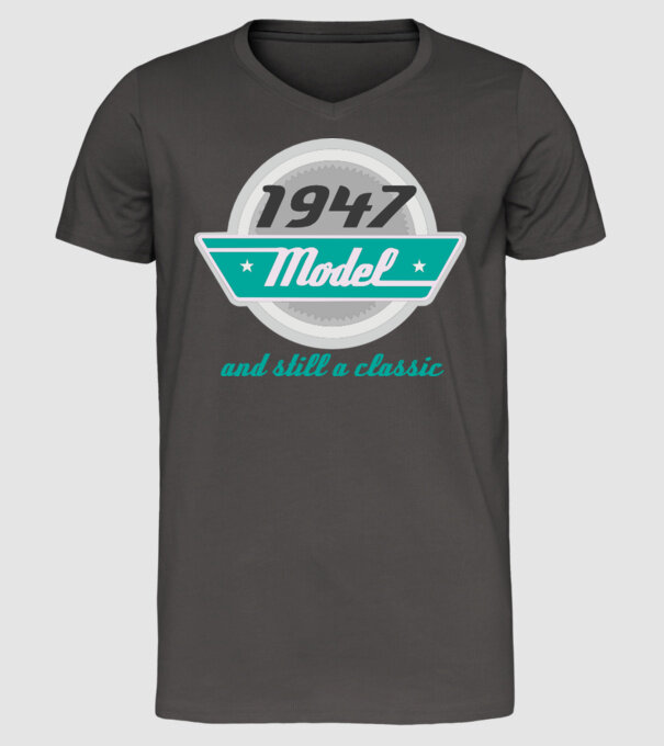 Model and still a classic - 1947 model gri închis pe tricou