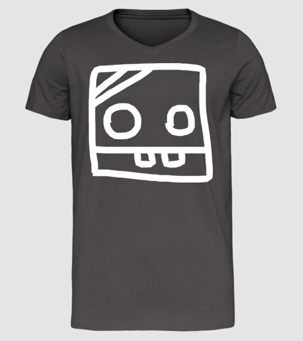 model gri închis pe tricou