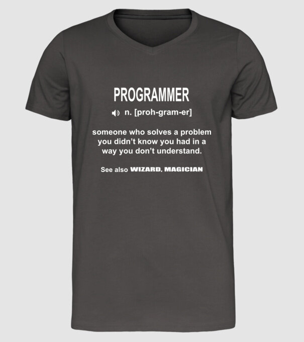 Programmer model gri închis pe tricou