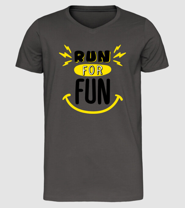 Run for fun model gri închis pe tricou