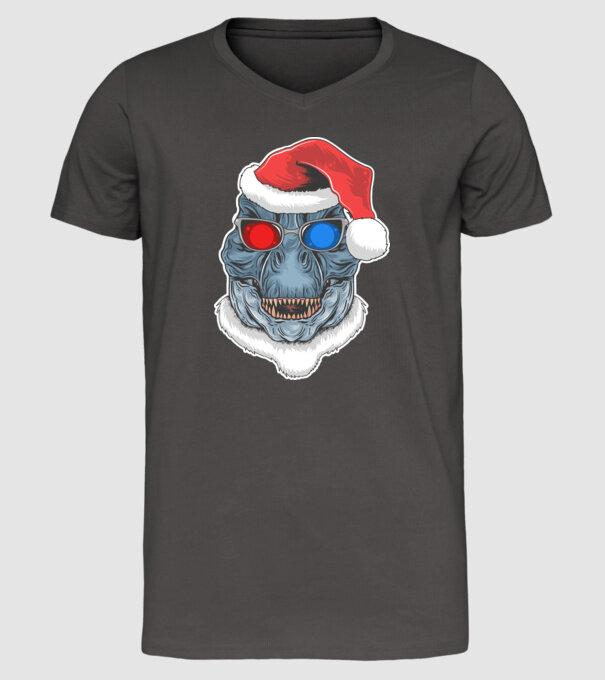 Santasaurus Rex model gri închis pe tricou