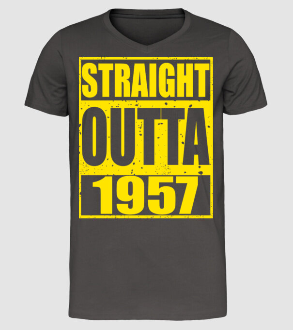 Straight Outta - 1957 model gri închis pe tricou