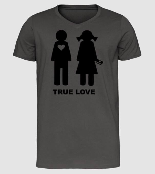 True Love model gri închis pe tricou