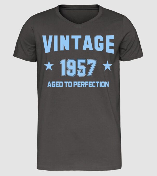 Vintage - 1957 model gri închis pe tricou