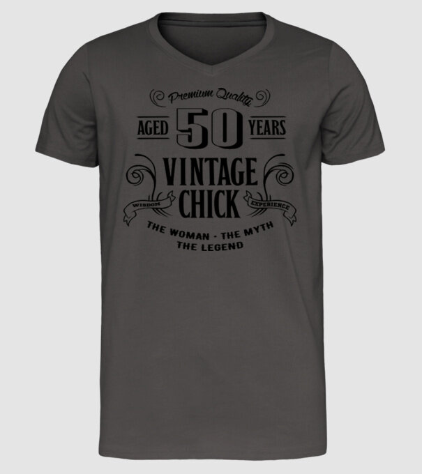 Vintage chick - 50 model gri închis pe tricou
