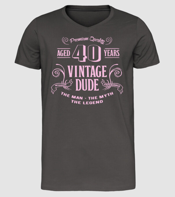 Vintage Dude - 40 model gri închis pe tricou