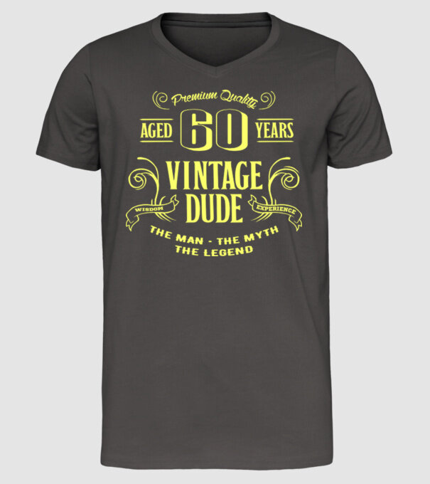 Vintage Dude - 60 model gri închis pe tricou