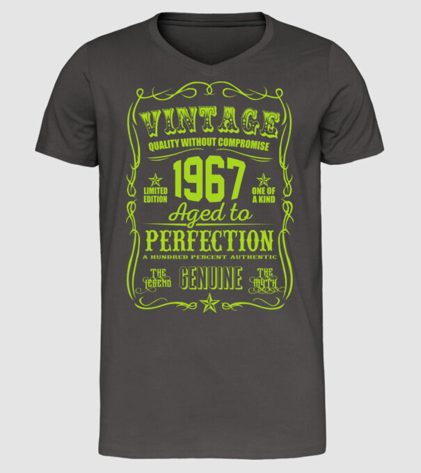 Vintage Perfection - 1967 model gri închis pe tricou