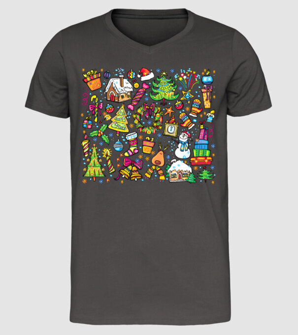 Xmas elements model gri închis pe tricou