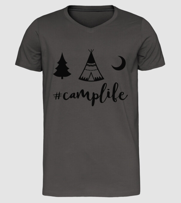 camplife model gri închis pe tricou