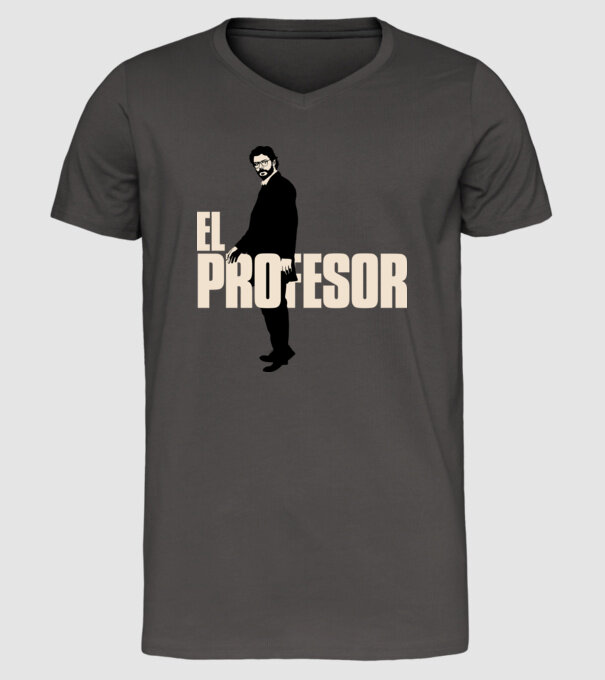 el professor la casa de papel model gri închis pe tricou