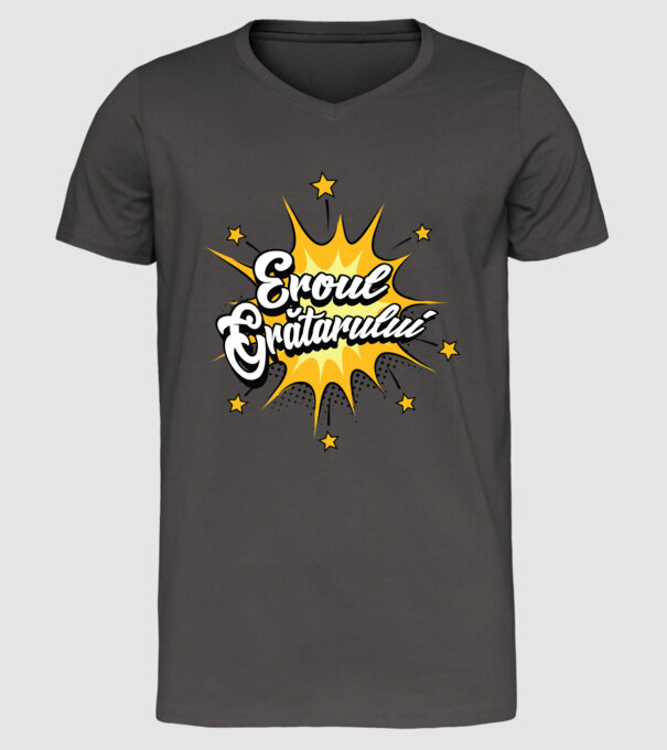 Eroul Grătarului model gri închis pe tricou