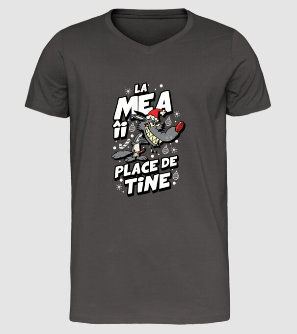 Lupul de Craciun model gri închis pe tricou