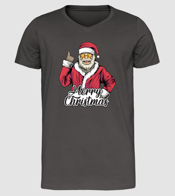 Merry christmas Santa model gri închis pe tricou