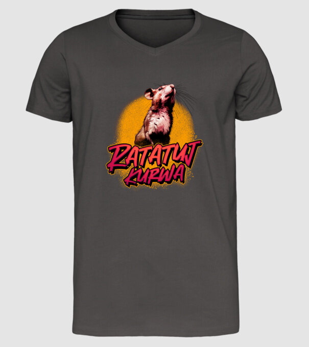 Ratatuj kurwa model gri închis pe tricou