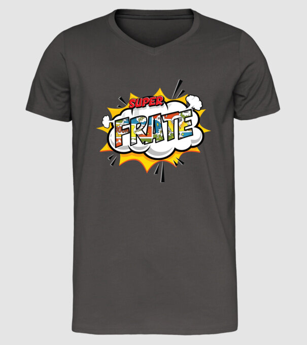 Super Frate model gri închis pe tricou