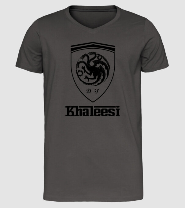 The Khaleesi Ferrari model gri închis pe tricou
