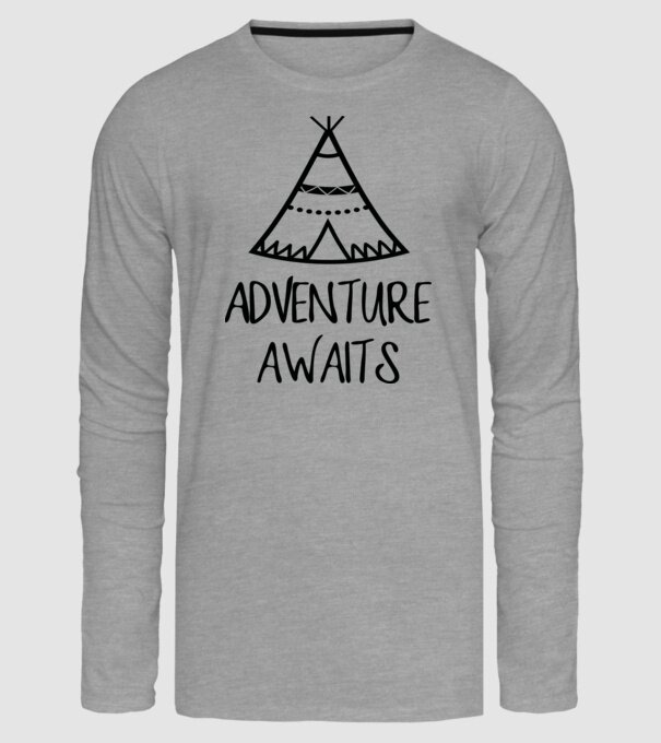 Advanture awaits model gri pe tricou