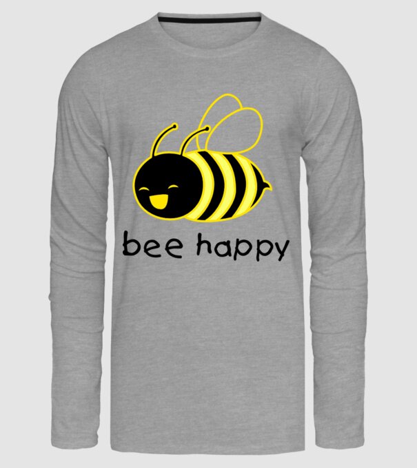 bee happy model gri pe tricou