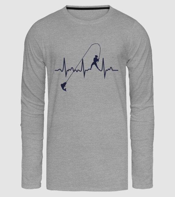 fishing heartbeat model gri pe tricou