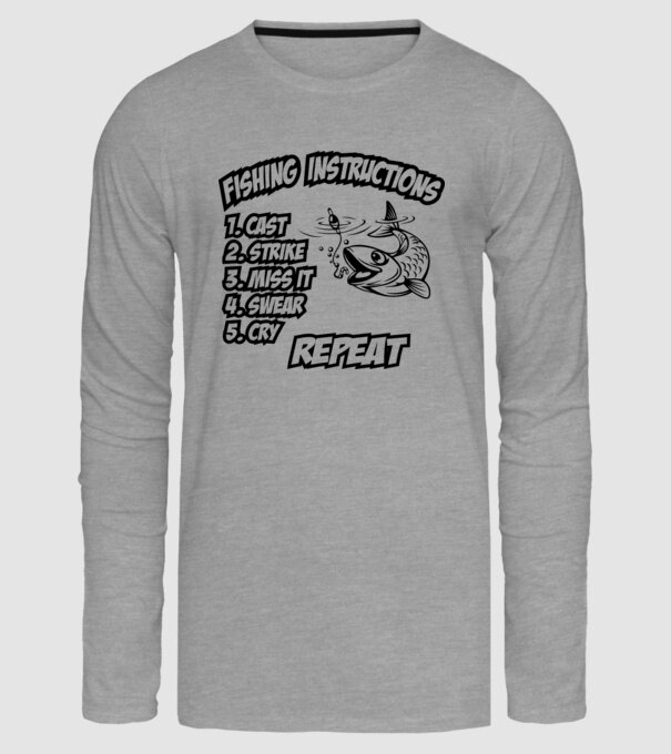 Fishing instructions model gri pe tricou