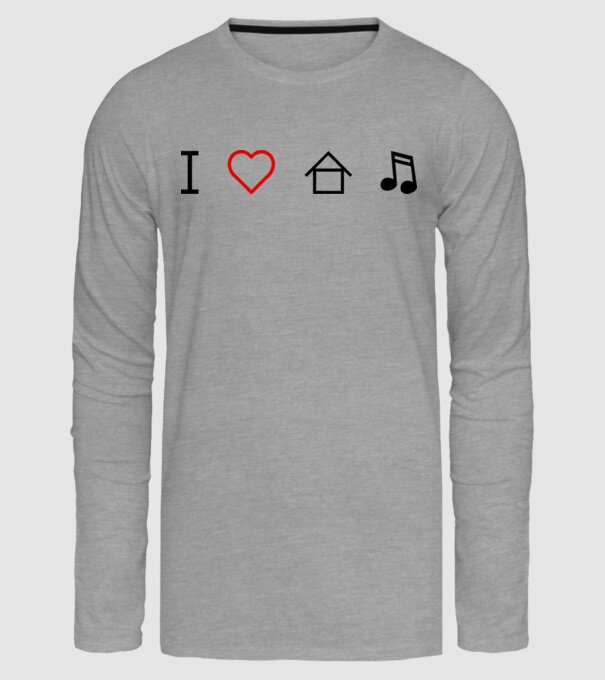 I love house music model gri pe tricou