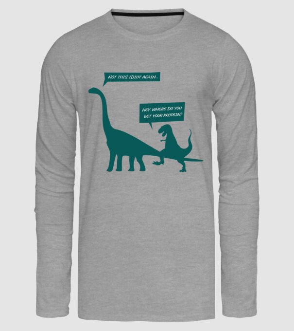 idiot dinosaur vegan model gri pe tricou