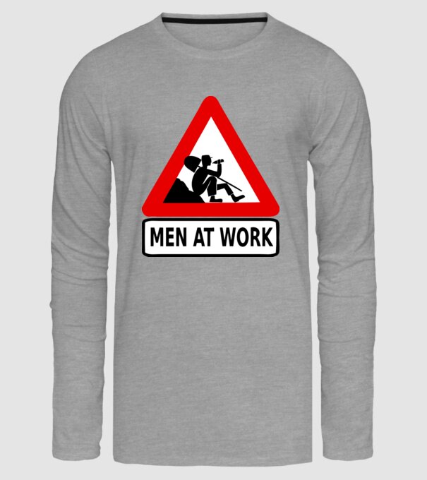 men at work model gri pe tricou