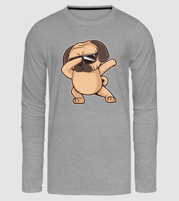 Mops DAB model gri pe tricou