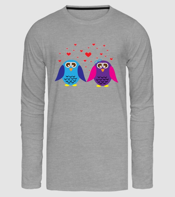 Owl Love model gri pe tricou
