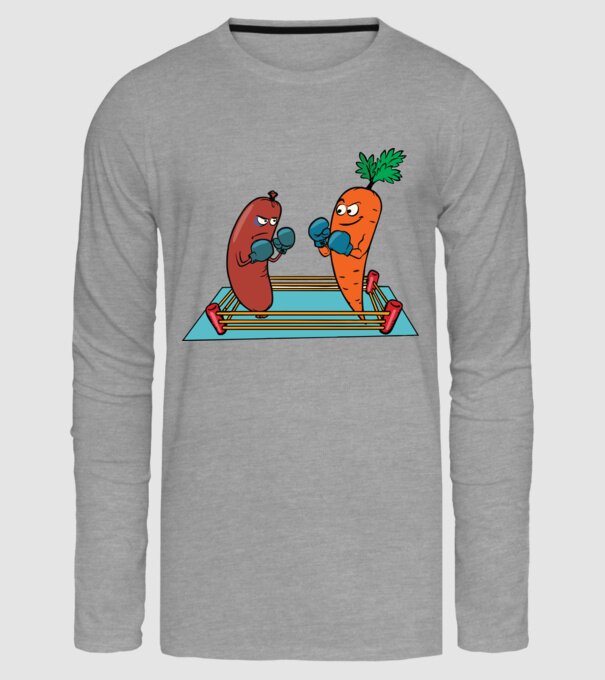 sausage vs carrot model gri pe tricou