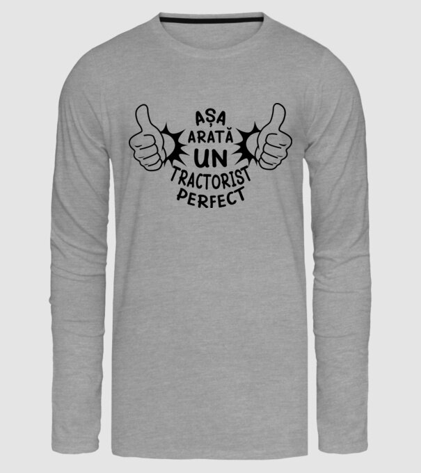 Așa arată un TRACTORIST perfect model gri pe tricou