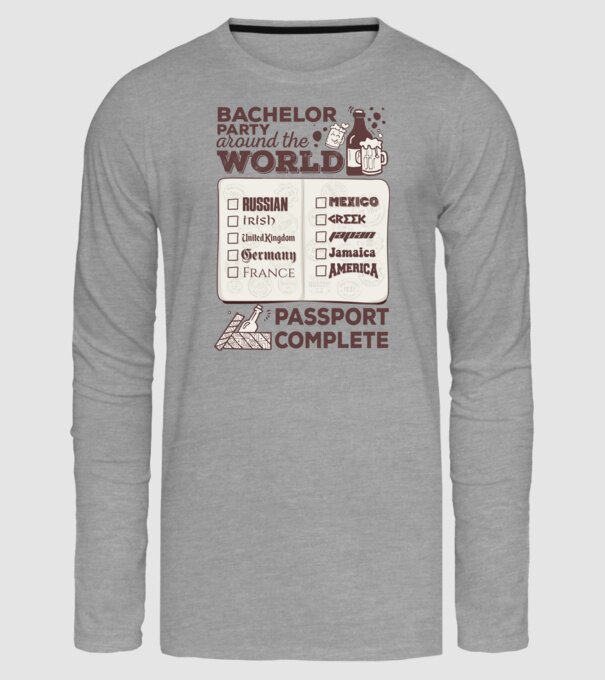 Bachelor Party World tour model gri pe tricou