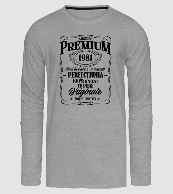calitate premium -1981 - anul în care s-a născut - perfecțiunea - 100% unicat, cu piese originale, ediție limitată model gri pe tricou