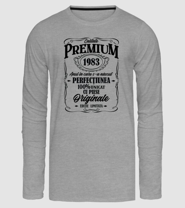 calitate premium -1983 - anul în care s-a născut - perfecțiunea - 100% unicat, cu piese originale, ediție limitată model gri pe tricou