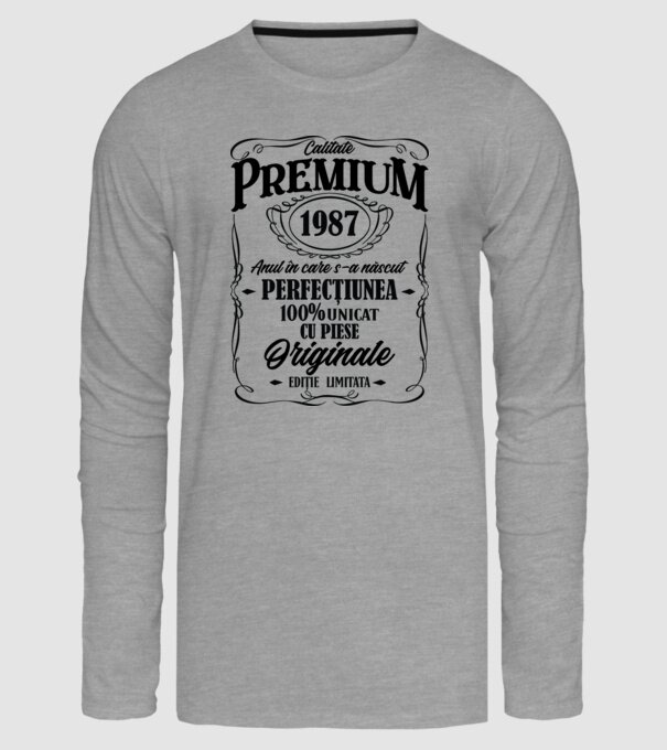 calitate premium -1987 - anul în care s-a născut - perfecțiunea - 100% unicat, cu piese originale, ediție limitată model gri pe tricou