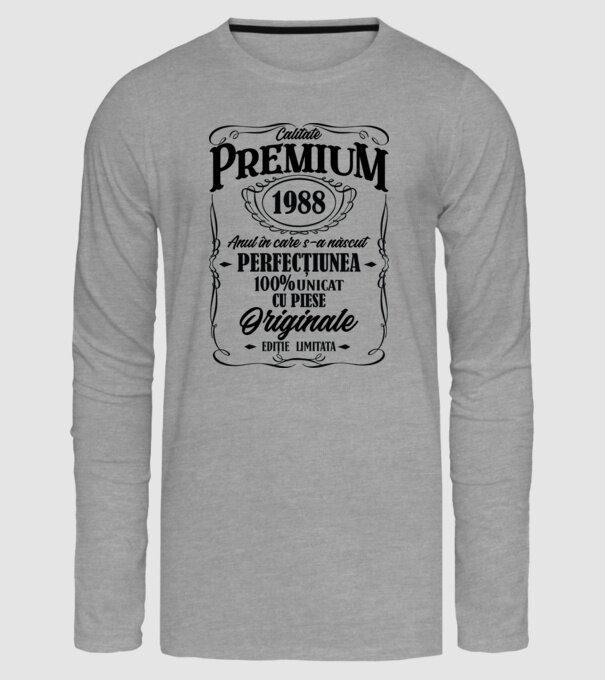 calitate premium -1988 - anul în care s-a născut - perfecțiunea - 100% unicat, cu piese originale, ediție limitată model gri pe tricou