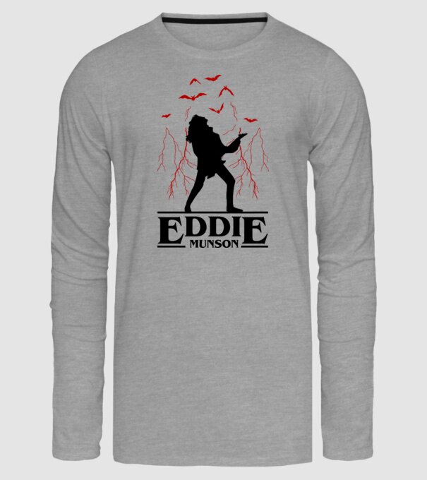 eddie munson stranger things model gri pe tricou