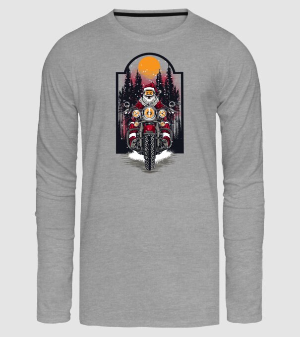 Motor santa model gri pe tricou