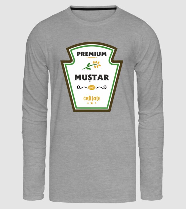 muștar premium - calitate model gri pe tricou
