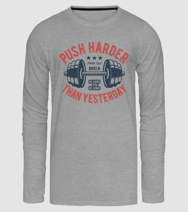 push harder model gri pe tricou