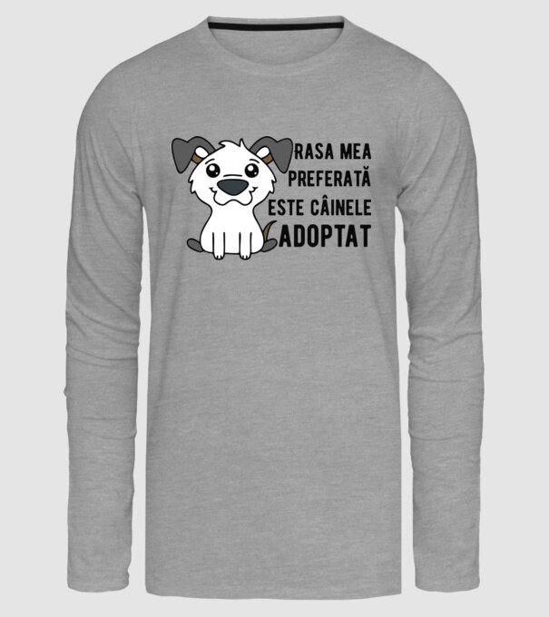 Rasa mea preferată este câinele adoptat model gri pe tricou
