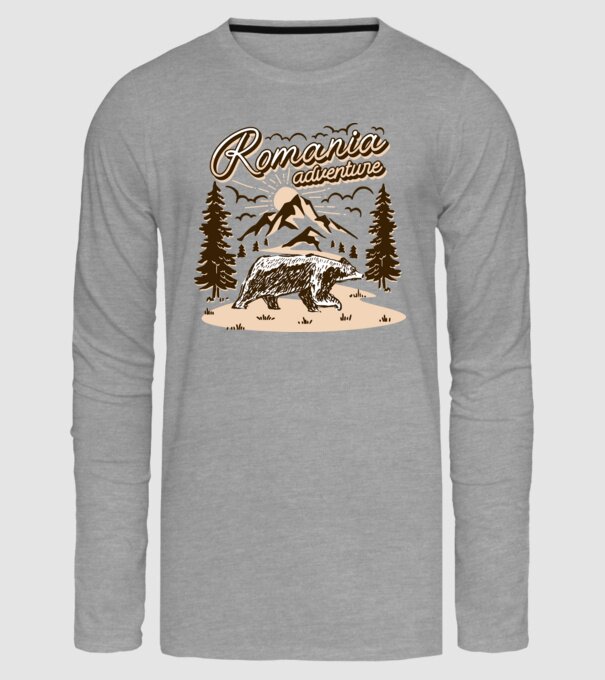 Romania bear adventure model gri pe tricou