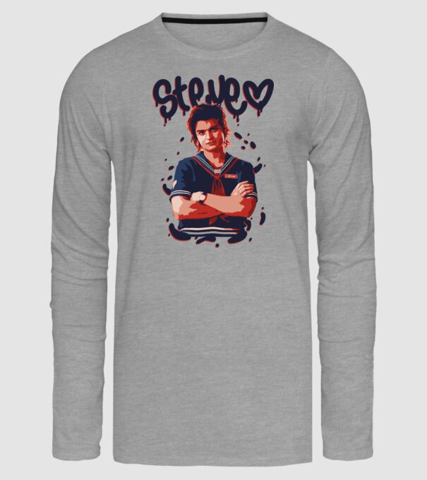 steve stranger things model gri pe tricou