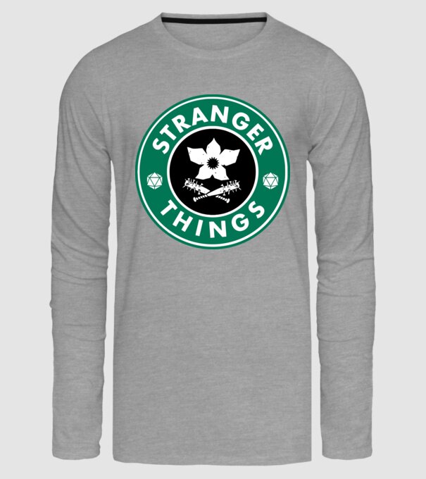 stranger things starbucks model gri pe tricou