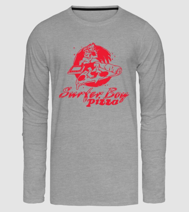 surfer boy pizza stranger things model gri pe tricou